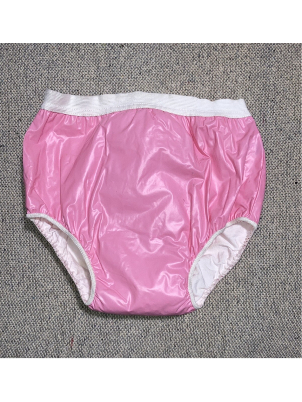 Vintage Pink Baby Gerber Plastic Diaper Cover Rubber Pants Vinyl Lined Padded 2T